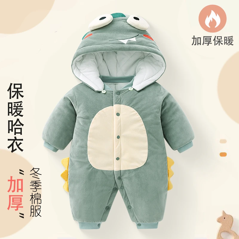 婴儿连体衣冬加厚婴幼儿棉服哈衣外出保暖秋冬男童棉袄服宝宝0-3