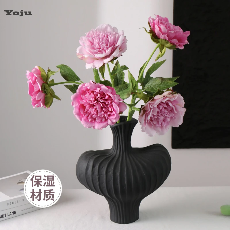 北欧保湿手感芍药假花仿真花客厅轻奢高端花束摆设牡丹花艺装饰花