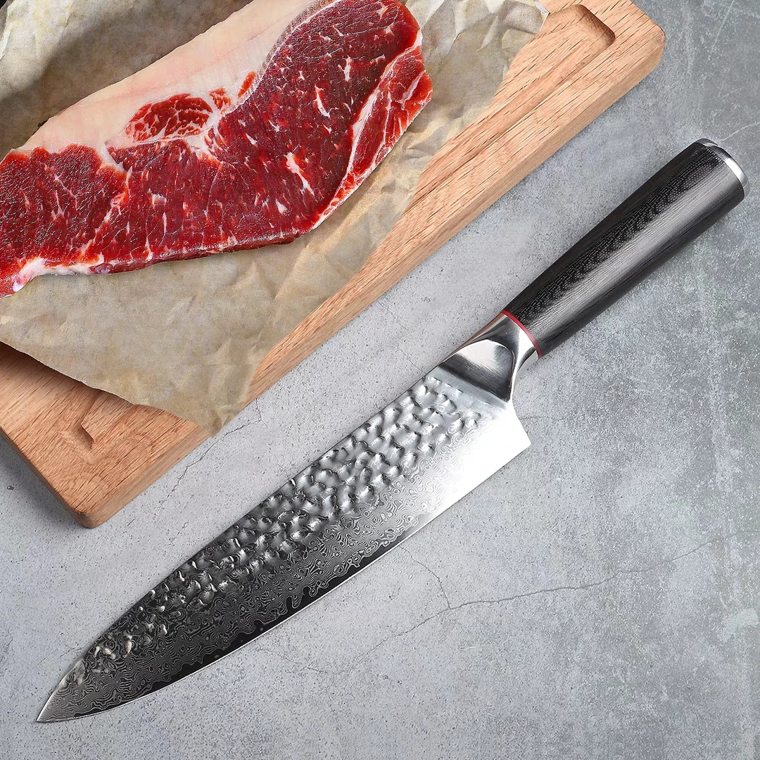 微瑕疵VG10大马士革钢手工锤纹锻打厨刀厨师专用料理刀家用牛肉刀