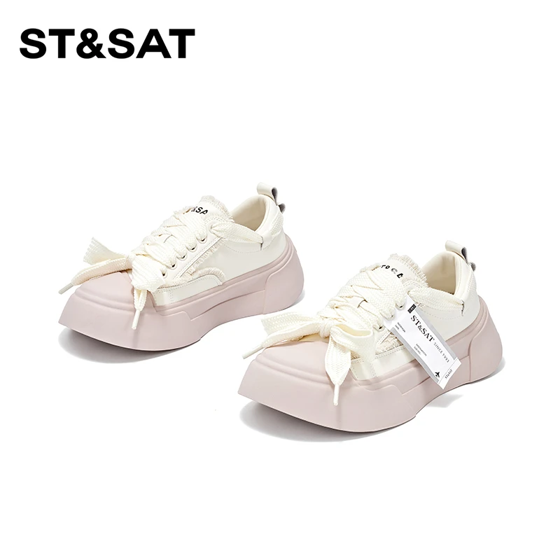 St&Sat/星期六厚底增高百搭休闲鞋2025春秋新款少女风轻奢小白鞋