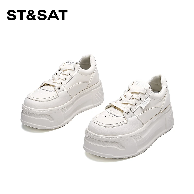 St&Sat/星期六6.5cm厚底增高休闲鞋2025春夏季新款南岛风百搭板鞋