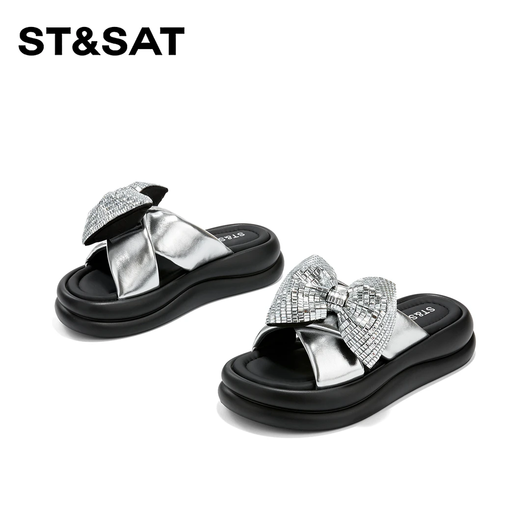 St&Sat/星期六厚底百搭舒适拖鞋2025夏季新款公主风轻奢时尚凉鞋