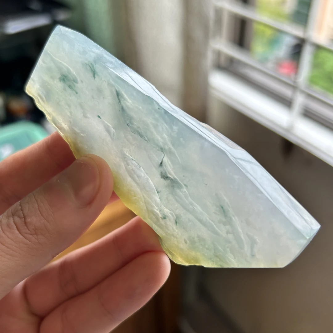 天然缅甸翡翠冰三彩雪花棉98 43 10mm一件六四牌一件五三牌