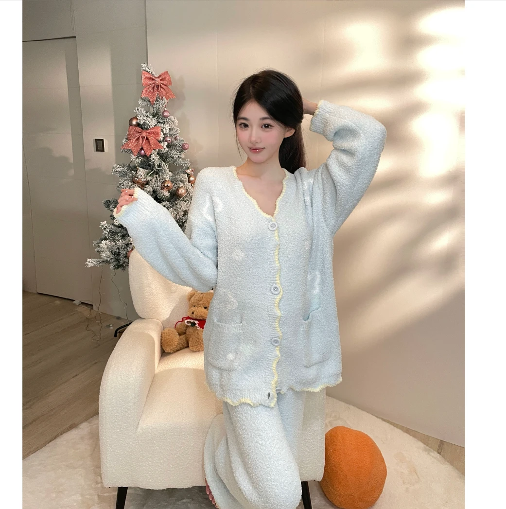 【微甜云朵】软绵绵可外穿半边绒可爱宽松保暖可爱睡衣女