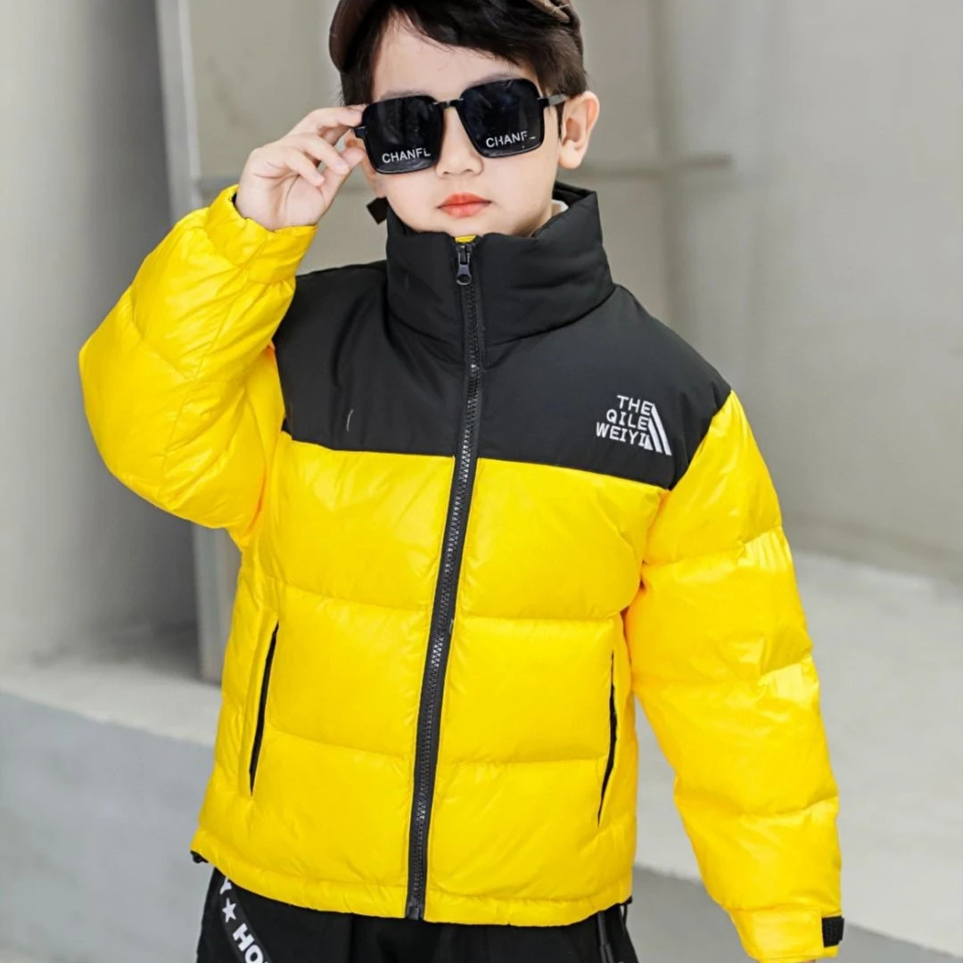 2025儿童羽绒服时尚中大童冬季休闲宝宝羽绒外套立领拼接运动洋气