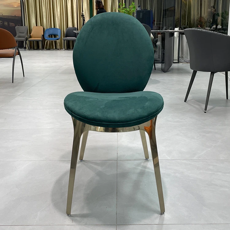 意式餐厅酒店工程定制绒布不绣钢底架休闲椅树叶图案浮标靠背餐椅