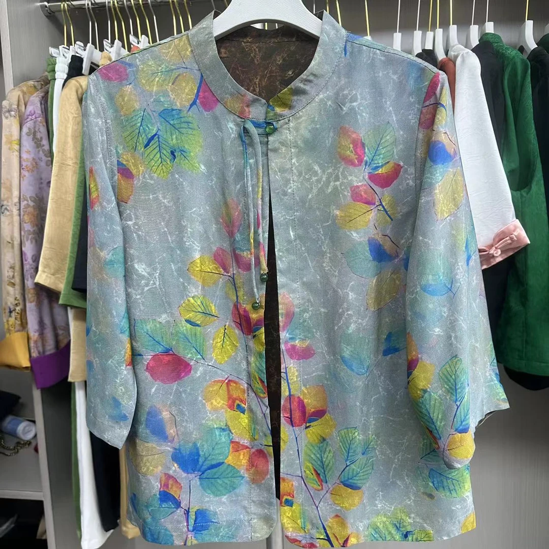 202400156夏季时尚气质网红双面穿中式国风宽松提花上衣女外套