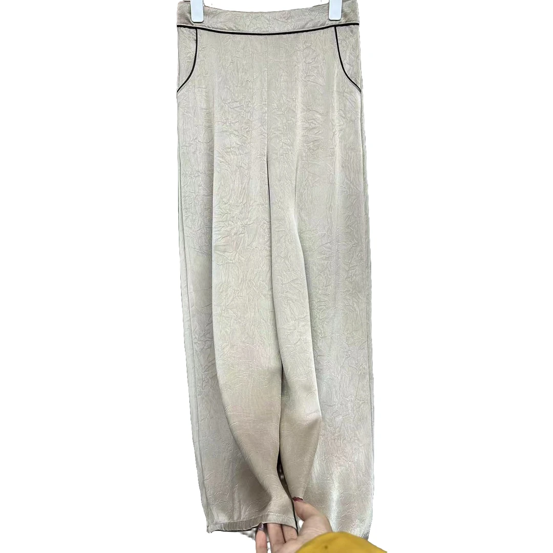 2024001【大莉推荐】高定冠乐皱直筒休闲显瘦裤女宽松时尚百搭阔腿.