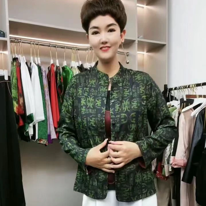 202400122甲骨文花萝复古双面穿休闲夏季上衣女外套百搭绫罗