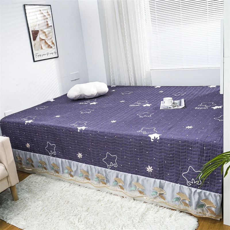 全棉榻榻米炕盖加厚防滑床单绗缝可机洗四季通用纯棉榻榻米床盖