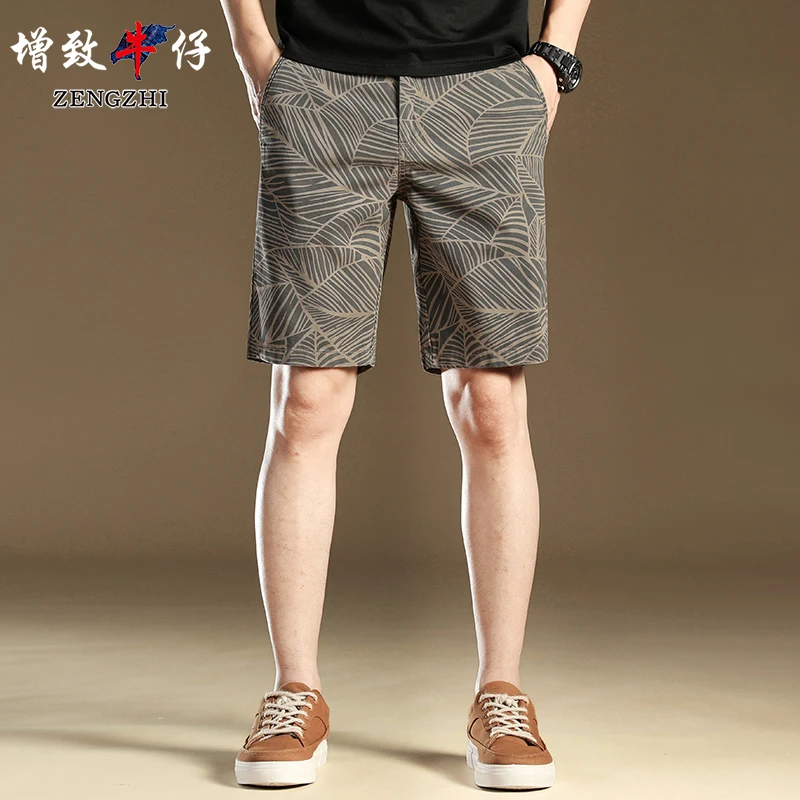 ZENGZHI/增致牛仔夏季薄款休闲短裤男士运动印花潮流五分裤Z523