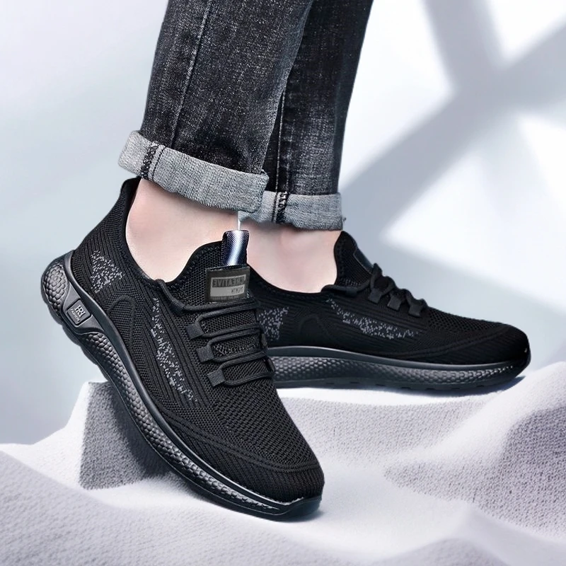 秋季男鞋透气网鞋新款飞织网面鞋休闲运动鞋软底正宗老北京鞋男款