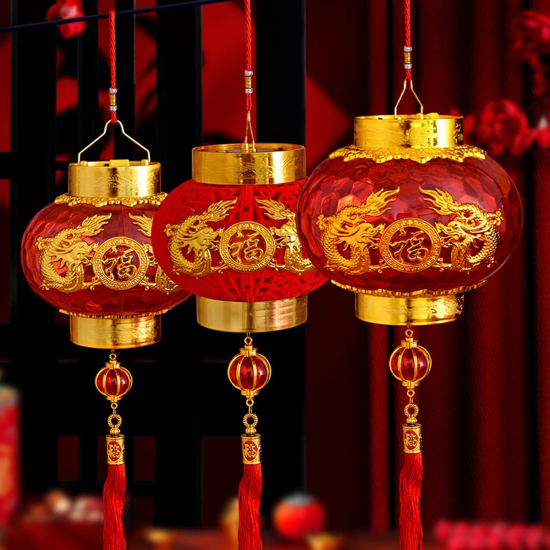 2024过年生肖龙灯笼新年发光手提儿童小灯笼春节水晶投影宫灯装饰