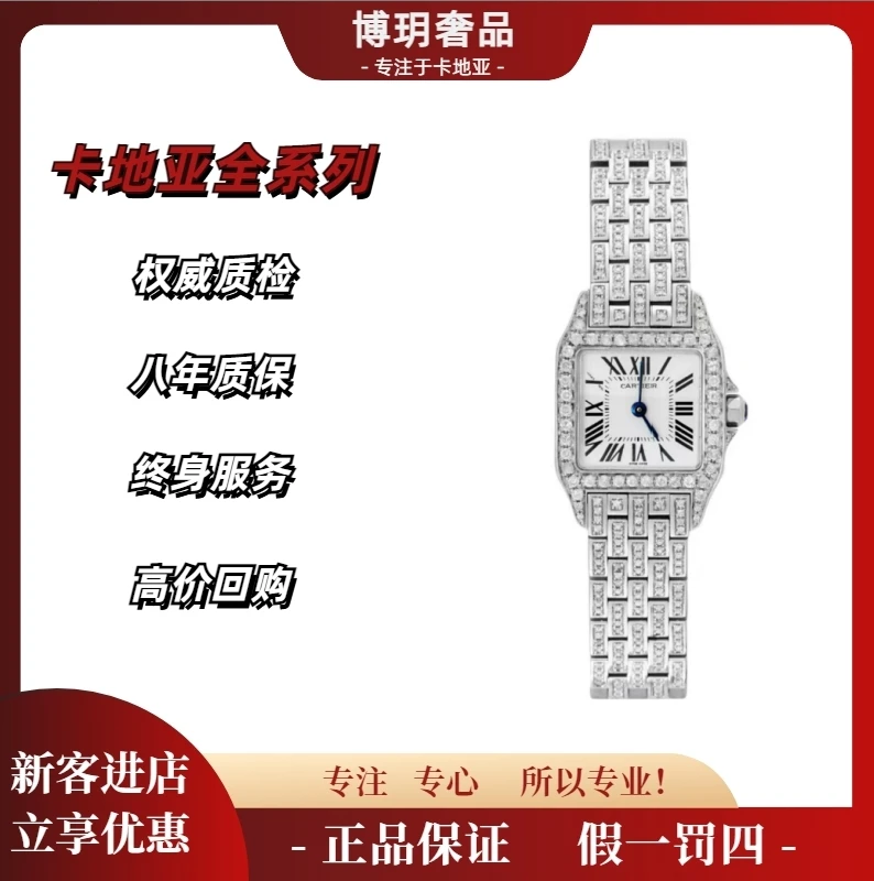 99新 Cartier/卡地亚 新春福利来袭山度士W25064Z5女小号猎豹后钻