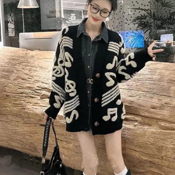 2024秋冬季新款毛绒开衫毛衣外套女宽松慵懒风时尚中长款针织上衣