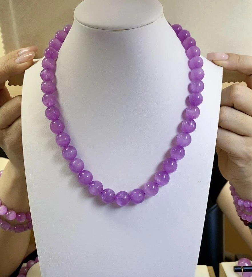 【华瑞珠宝】10MM紫锂辉高冰收藏级顶配项链10+