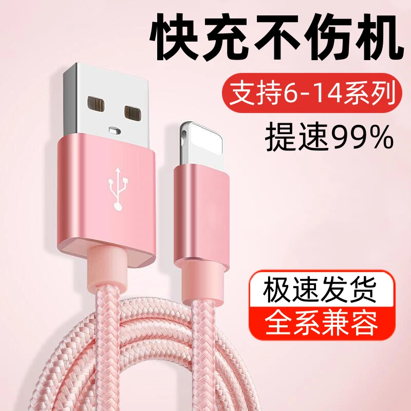适用苹果快充数据线xr 11充电线8Plus手机7平板ipad短6s车载提速