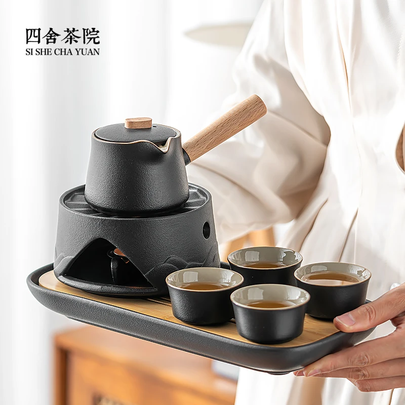 蜡烛煮茶炉套装茶具配件温茶器陶瓷茶壶加热底座家用酒精灯炉子S