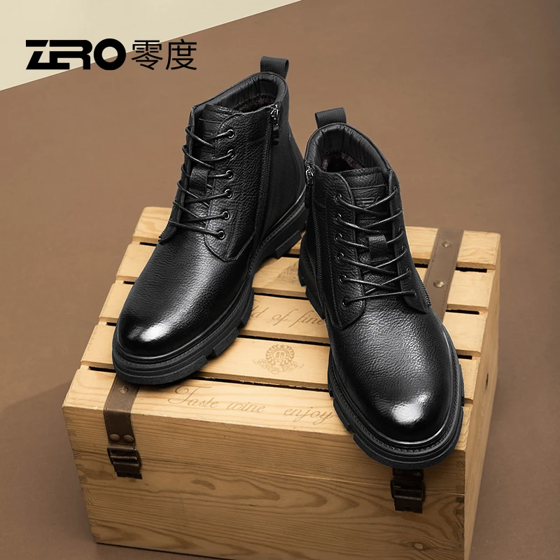 【雅丹风】零度男鞋正装皮靴2025春季上新男士商务加绒鞋百搭真皮靴