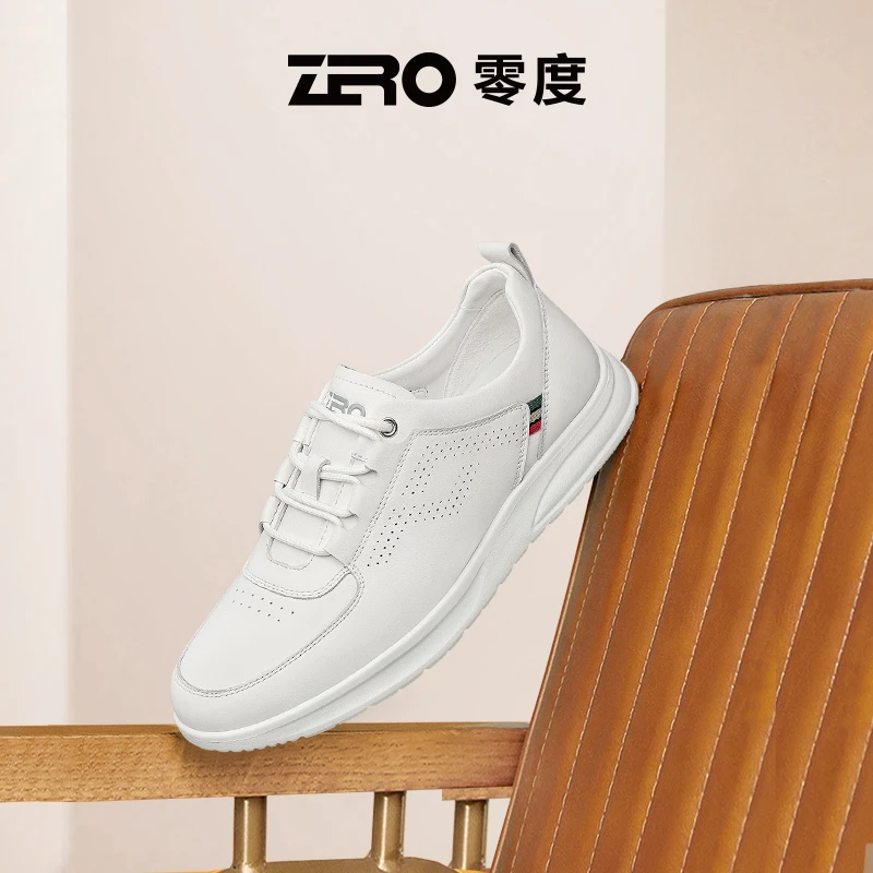 零度休闲男皮鞋2025春季新款舒适羊皮内里真皮透气男鞋软底百搭鞋