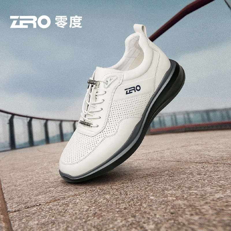 【飞艇系列】零度2025夏季真皮镂空透气男鞋潮流百搭运动休闲鞋男款