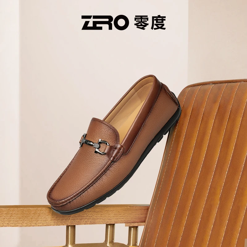 零度男鞋男士休闲乐福鞋2025真皮新款软底羊皮鞋百搭豆豆鞋NF1887
