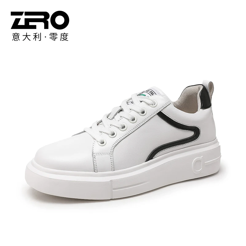 零度系带板鞋女秋季时尚条纹拼色休闲韩版潮鞋百搭秋季女潮流皮鞋