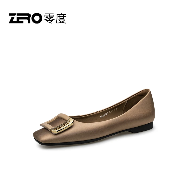 零度女鞋真皮单鞋夏季新品轻职场时尚百搭平底正装鞋气质软底婚鞋
