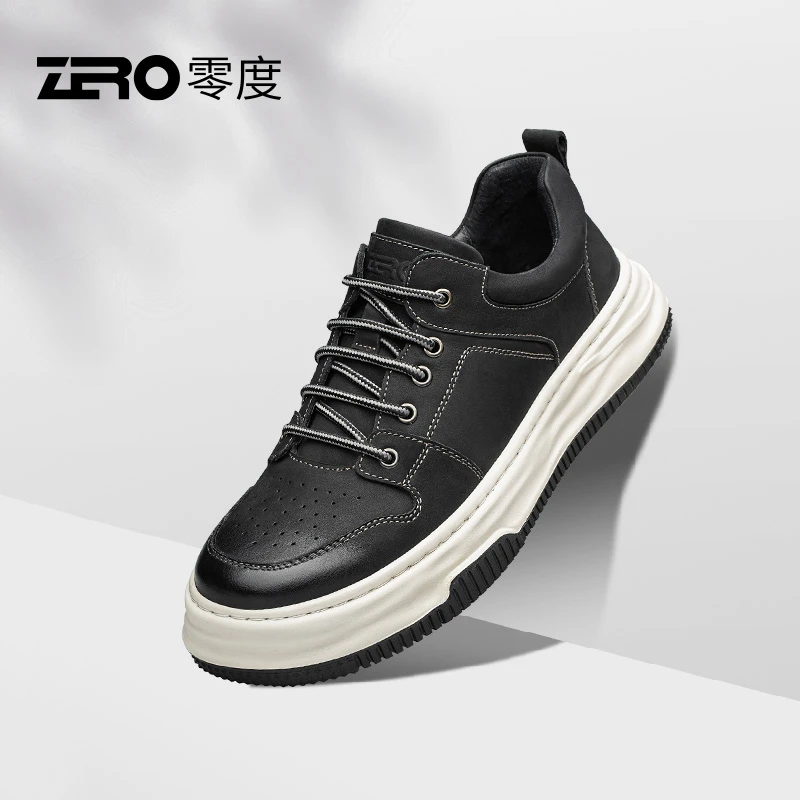 零度时尚户外休闲鞋春季新款轻便透气真皮男鞋子增高鞋男款H33608