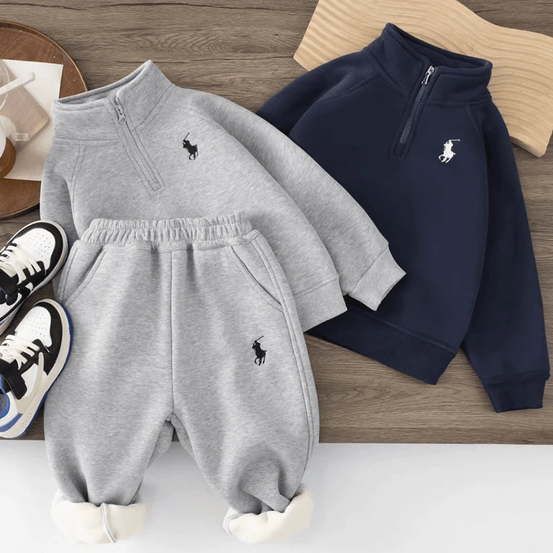 童装2025加厚保暖运动套装儿童卫衣韩系男童2件套潮FE