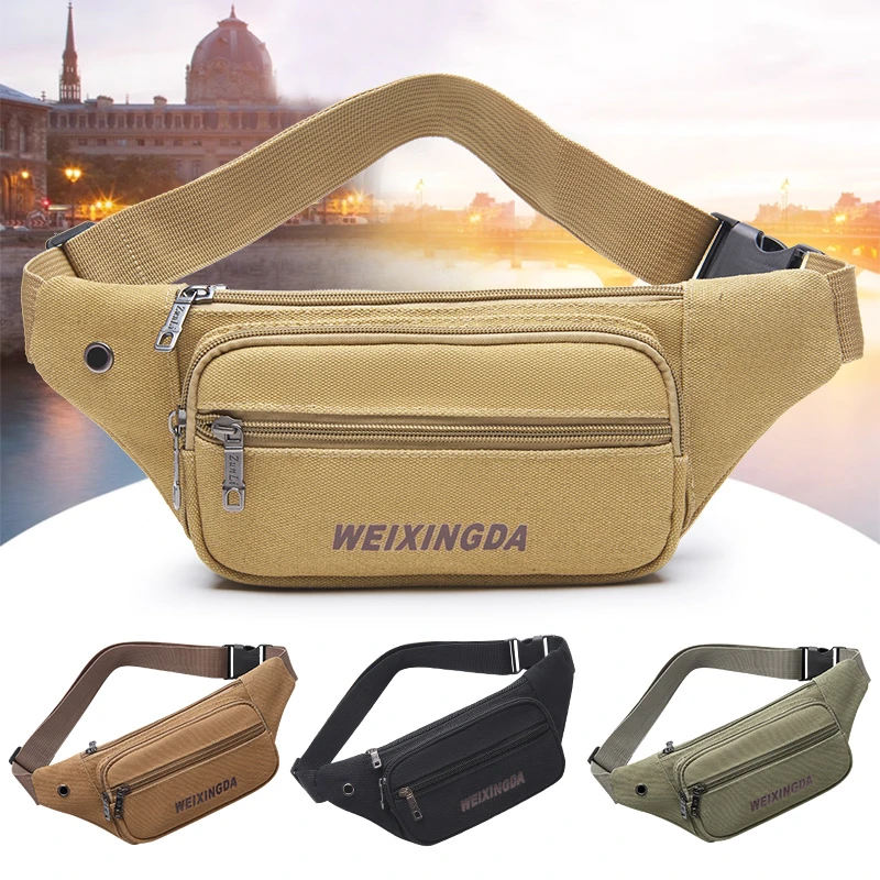 新款帆布腰包男女士多功能休闲户外运动生意收钱包工地耐磨腰包潮