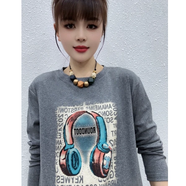 CX999早春长袖正肩新款休闲时尚耳机款洋气上衣显瘦