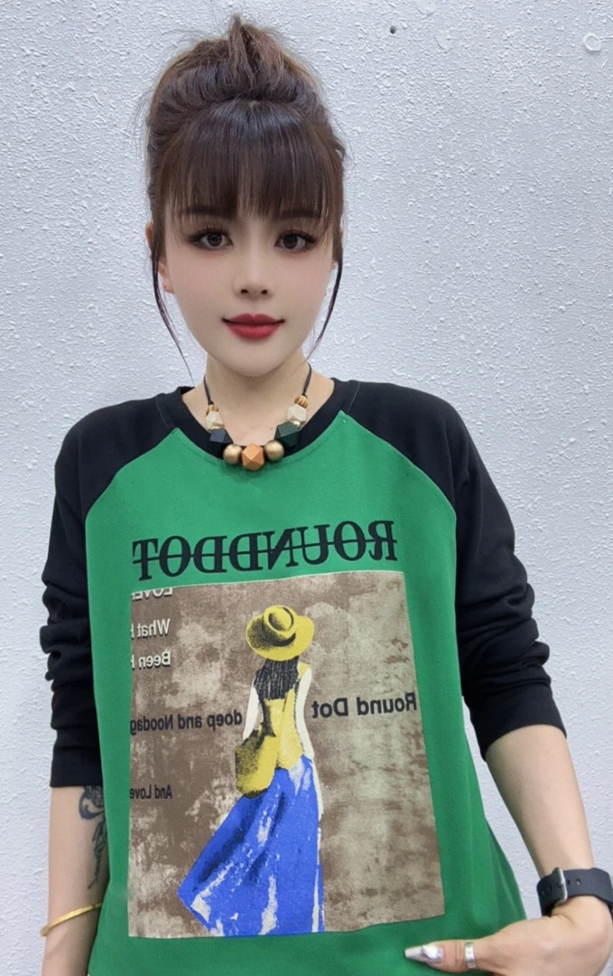 CjX18早秋（磨毛）长袖插肩新款休闲时尚连衣裙背影上衣