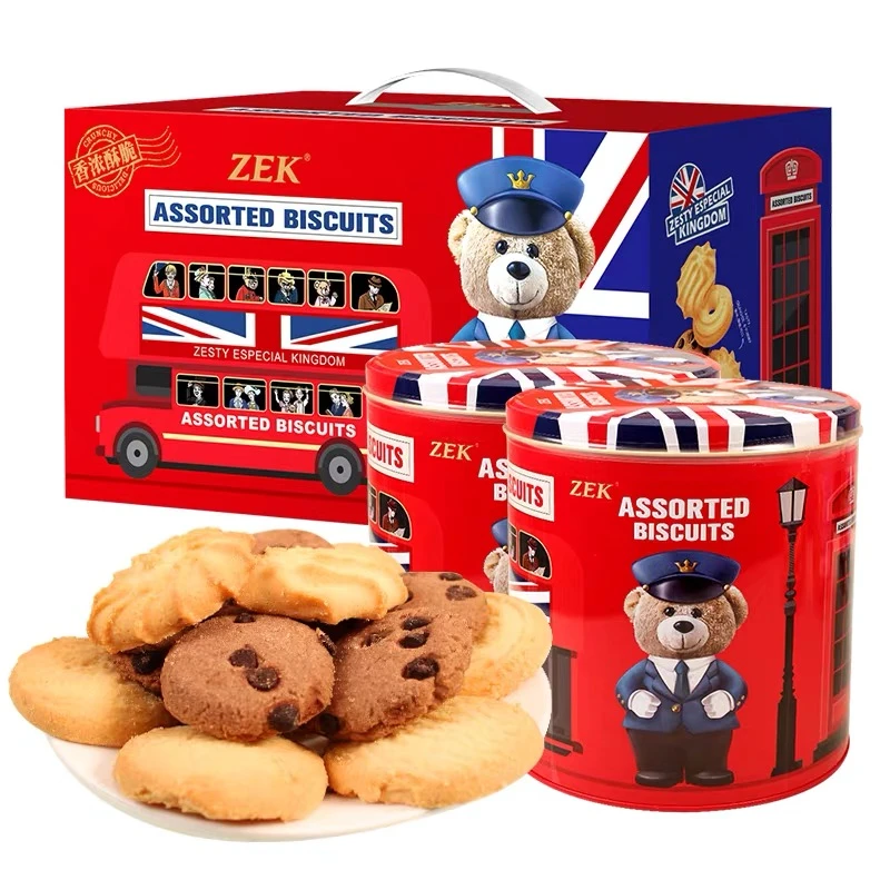 【整箱装】zek英伦小熊曲奇礼盒330g*3提装节日伴手礼过年送人送礼