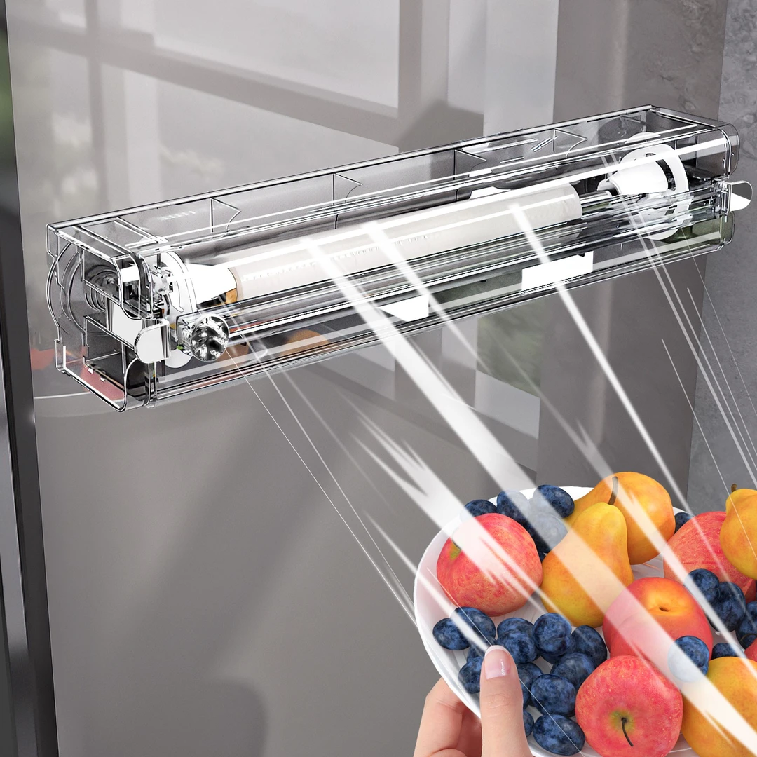 吸盘保鲜膜切割器墙上冰箱免撕一次性保鲜膜套厨房家用切割盒神器