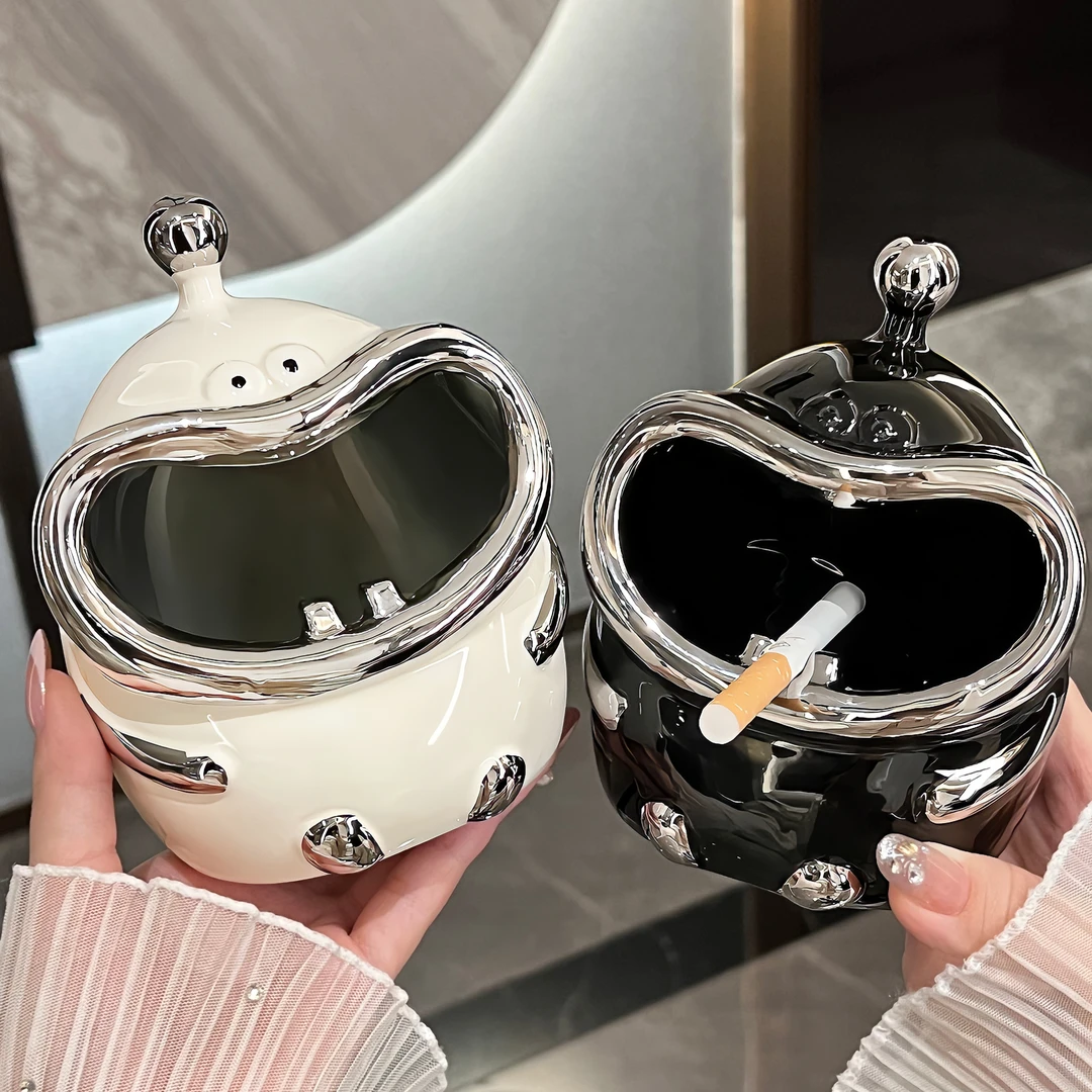 创意烟灰缸陶瓷防烟灰可爱烟缸摆件高级感高档新款轻奢烟盅