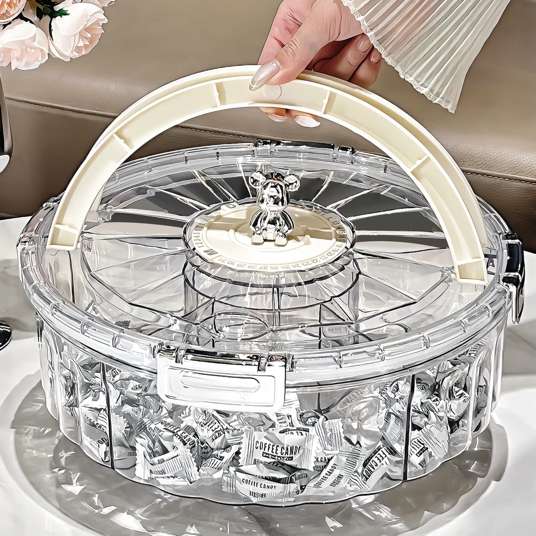 BSD轻奢提手密封坚果零食盘过年干果盘收纳盒家用客厅高档水果盘