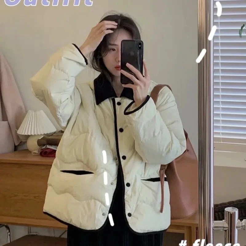 短款灯芯绒羽绒服女2022年冬季新款