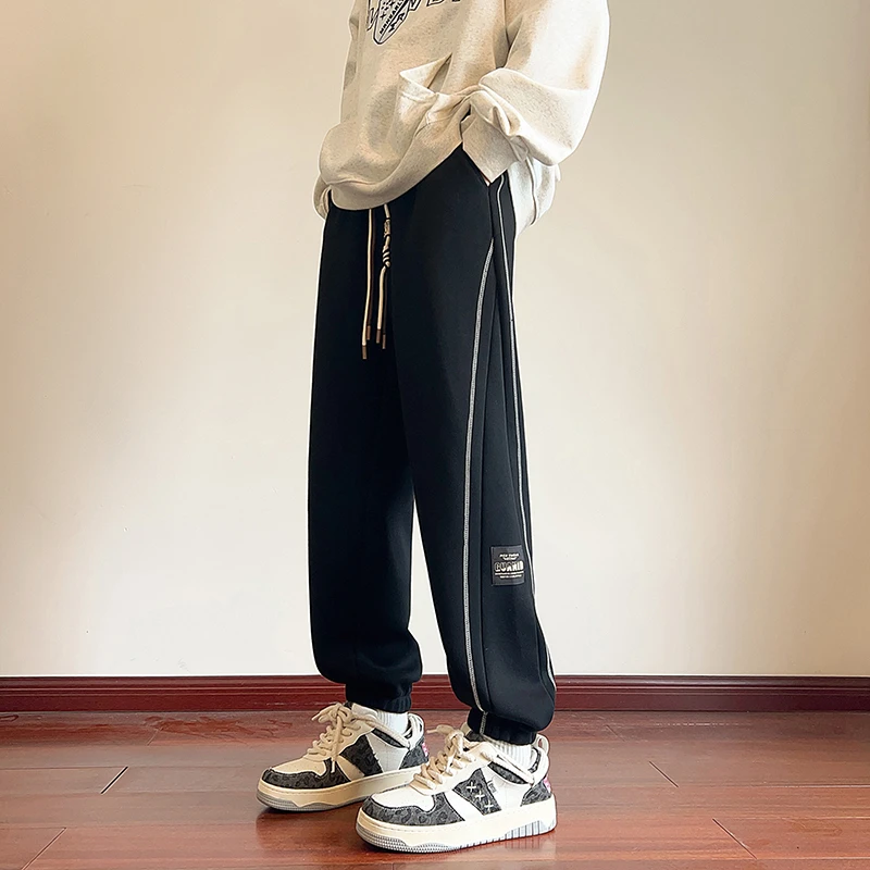 春季新款休闲男款裤子显高显瘦春秋束脚棉裤加绒款百搭休闲裤高街