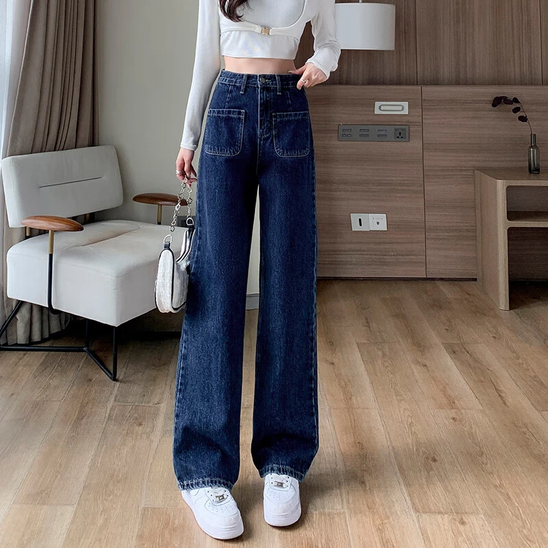 阔腿裤女春秋新款复古高腰垂感牛仔裤时尚百搭显瘦窄版直筒拖地裤