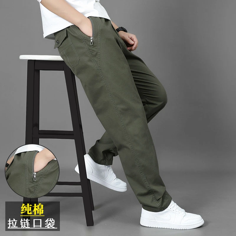 Mexican/稻草人男士纯棉休闲裤春秋季新款大码下装长裤时尚直筒裤