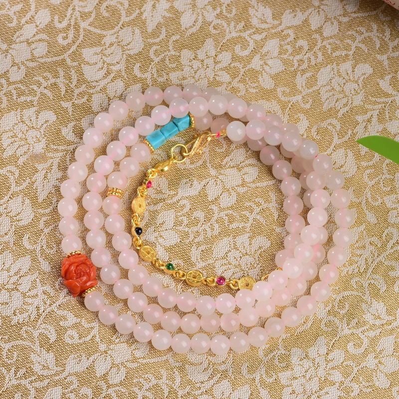 藕粉和田玉多圈长链