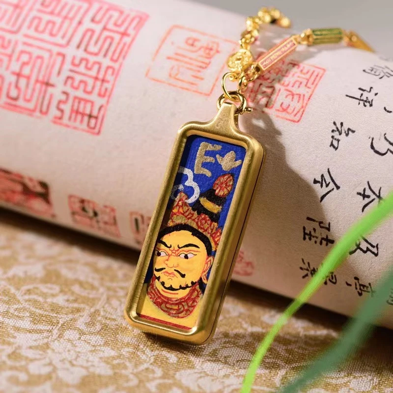 手工绘画唐卡黄cc吊坠