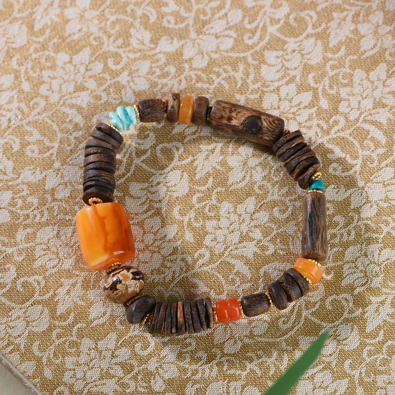 蜜蜡桶珠单圈设计款手串