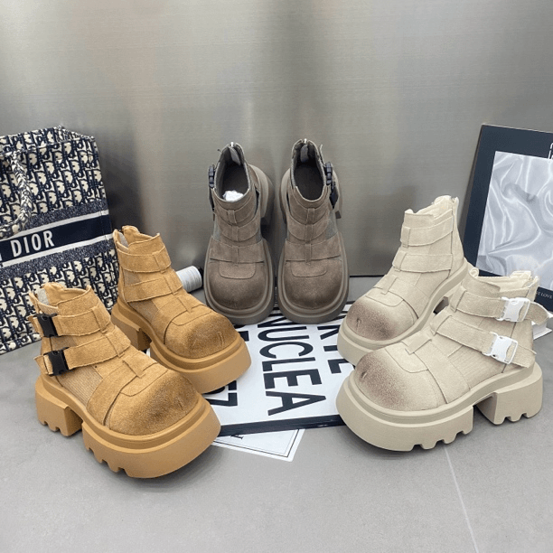 设计师小众欧货厚底包头罗马凉鞋女高帮增高透气女鞋大头镂空女靴