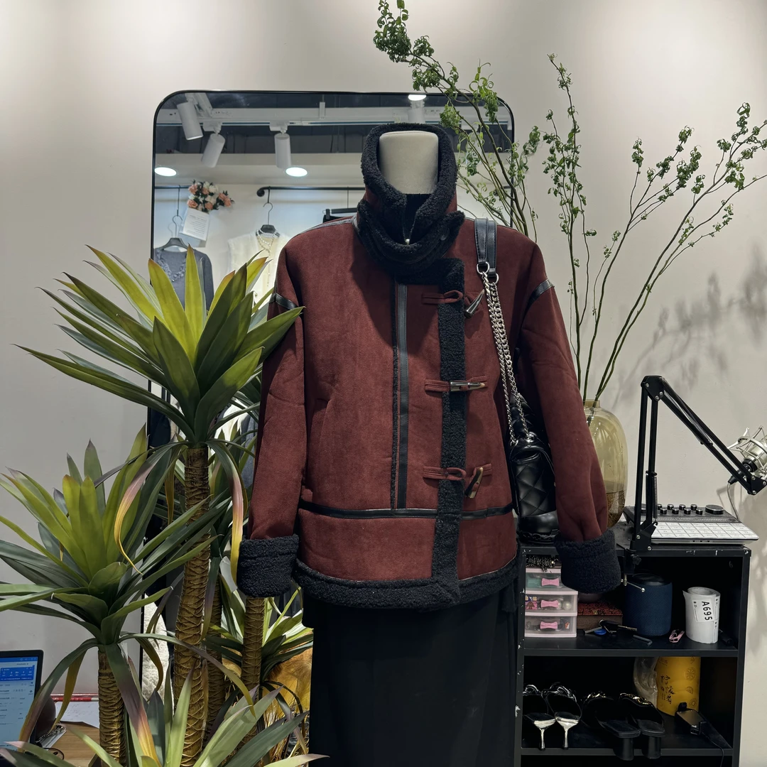 【丽正】2024年秋冬季新款鹿皮绒欧货皮毛一体有轻微浮毛介意慎拍