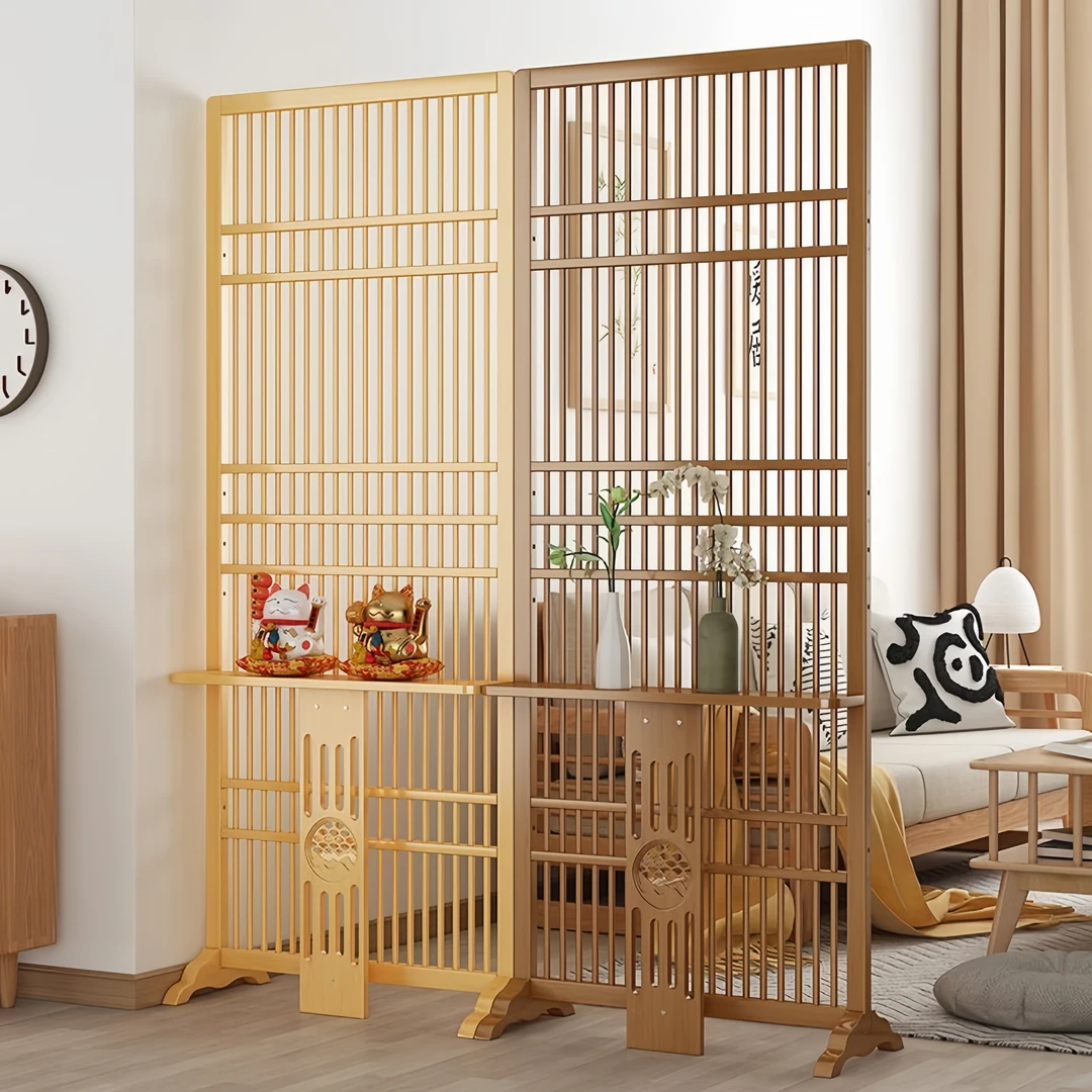 中式座屏置物架仿古屏风隔断复古风玄关遮挡帘移动茶室装饰摆件架