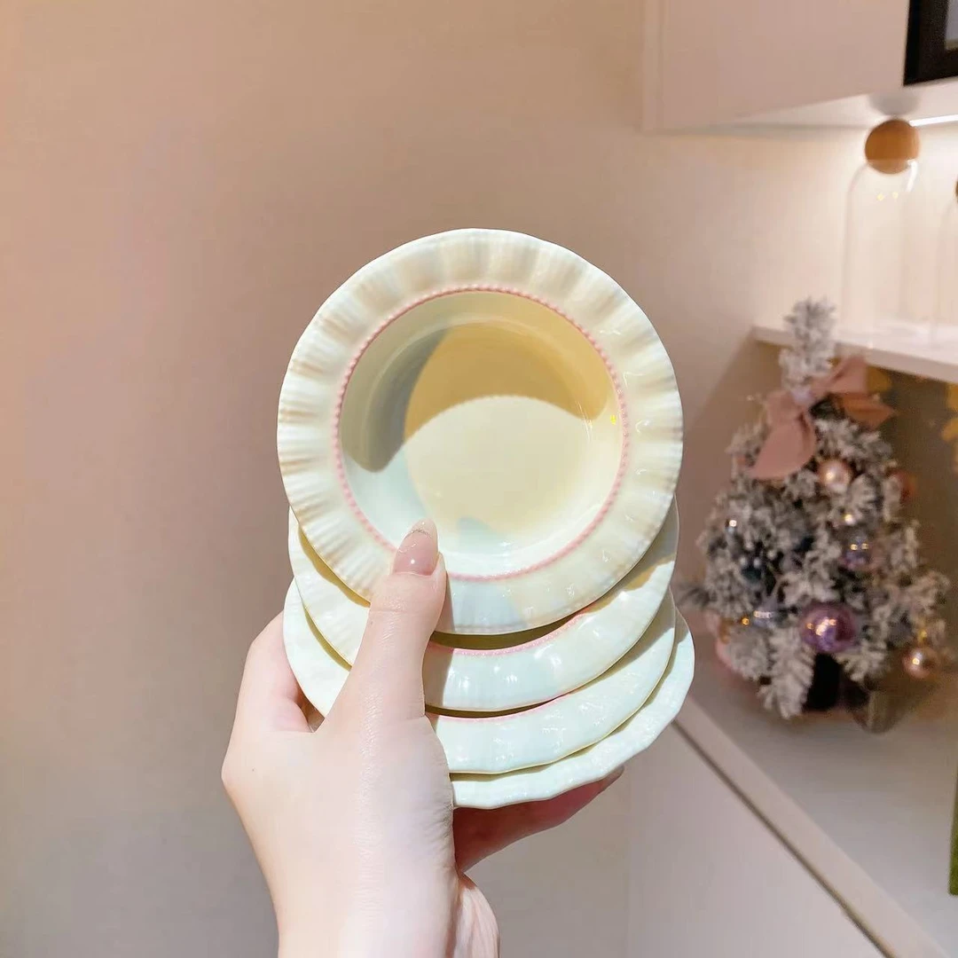 奶油风味碟轻奢陶瓷蘸酱咸菜碟调料吐骨碟子火锅小吃碟网红零食碟