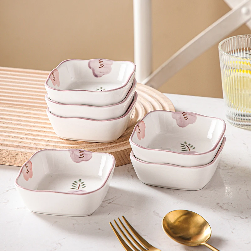 紫萱花陶瓷味碟蘸料碟酱油碟调料小菜蝶子醋碟家用高颜值