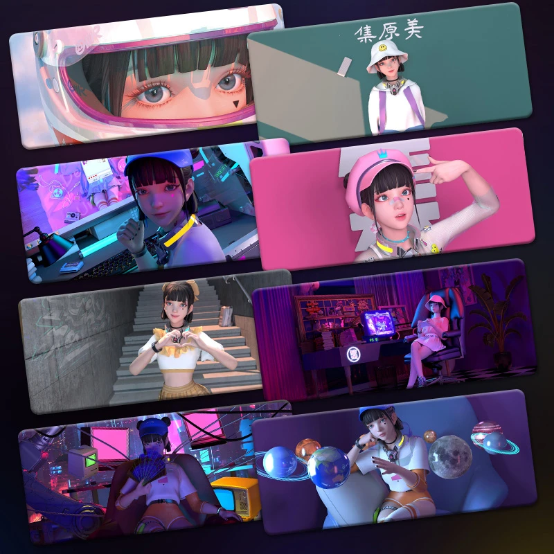 动漫机车少女鼠标垫加大加厚垫卡通禁欲系女生ins风创意桌垫
